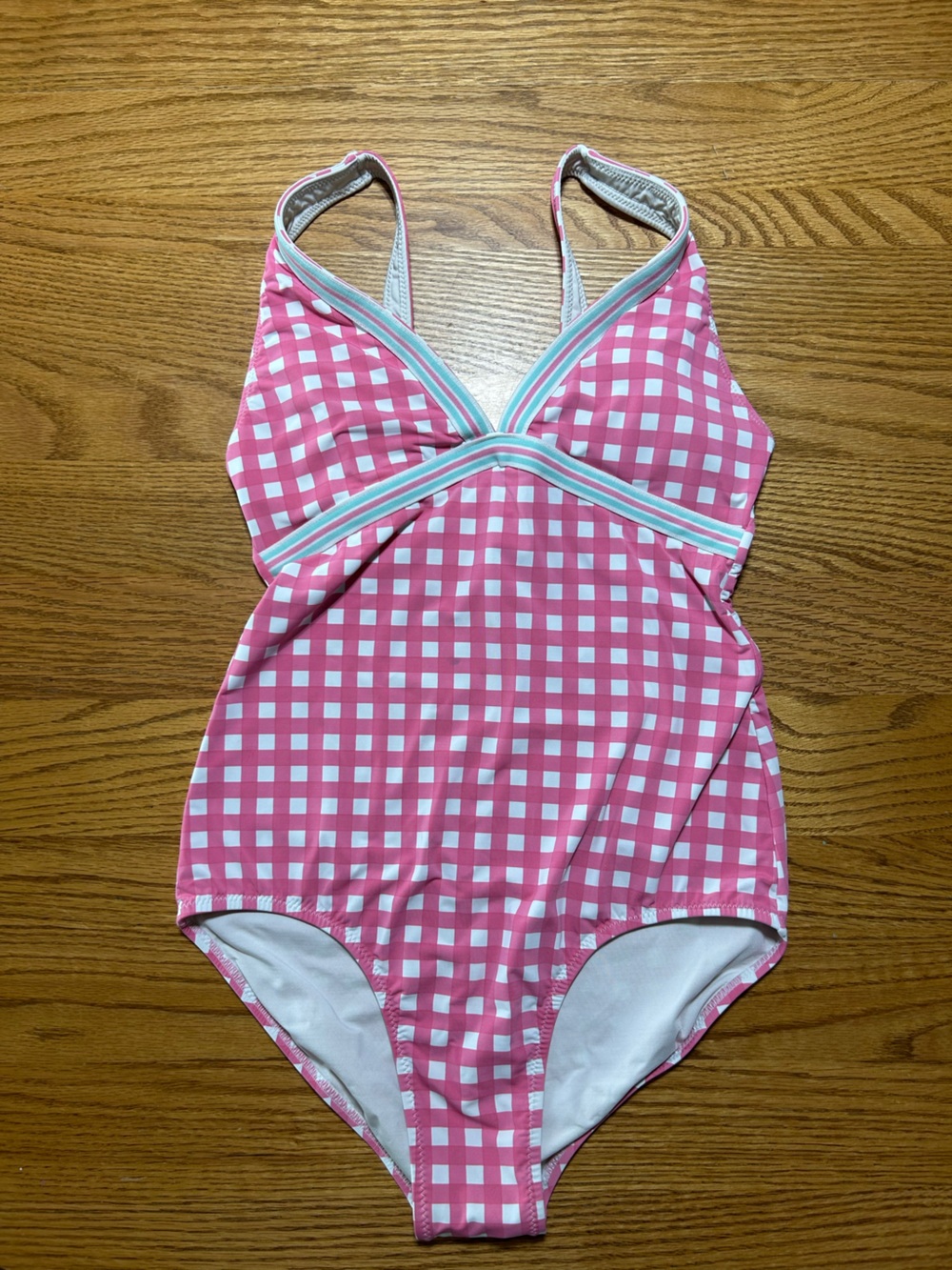 Women’s Vineyard Vines Palm Beach Gingham One-Piece Swimsuit pink/white Size XS